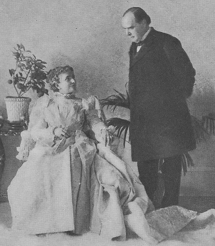 William and Ida McKinley in their White House bedroom.